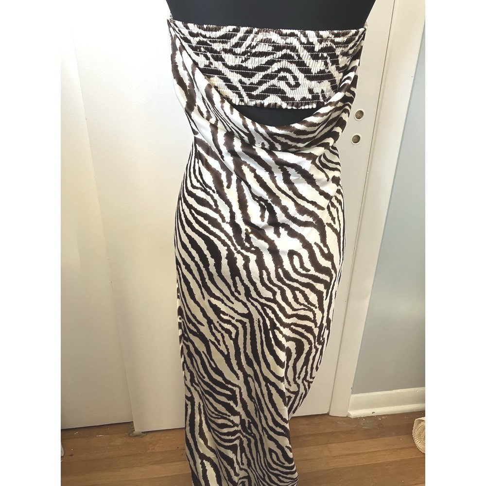 Y2k Satin Strapless Maxi Slip Dress Animal Print size small - Picture 6 of 7